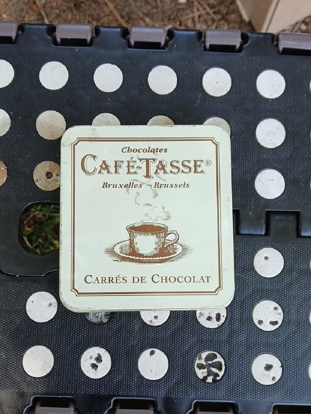 Café Tasse Carrés de Chocolat Tin - Cream & Brown